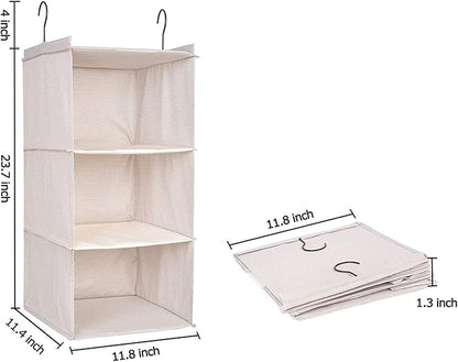 Hanging Closet Organizer, Easy Mount Foldable 3-Shelf Hanging Closet Wardrobe