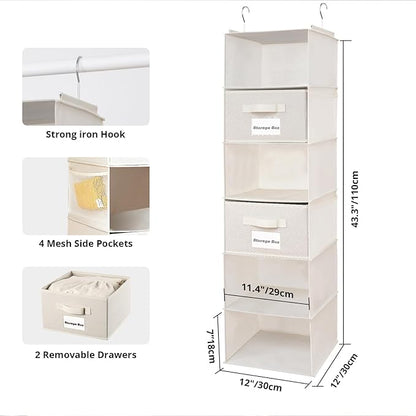 2 Pack 6 Shelves Hanging Closet Organizer
