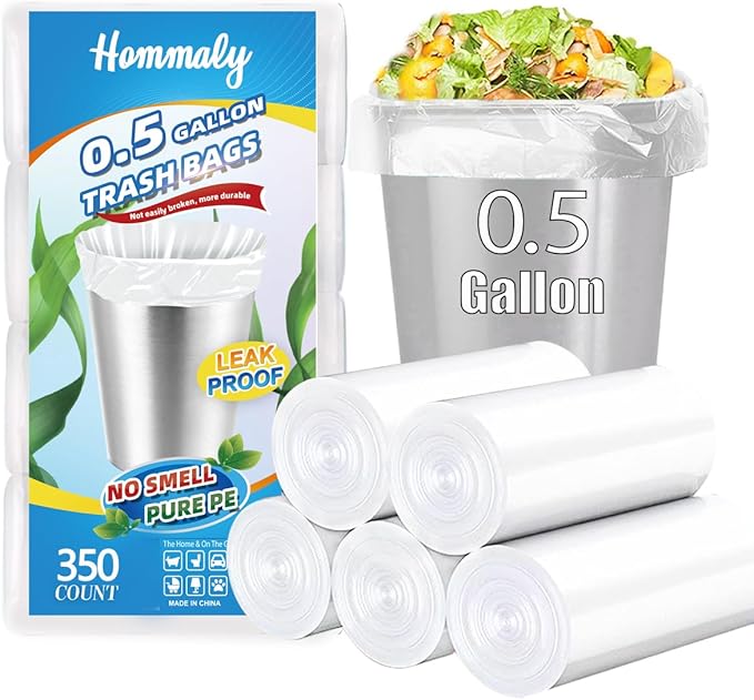 0.5 Gallon 350 pcs Mini Clear Trash Bags, Tiny Strong Garbage Bags, Small