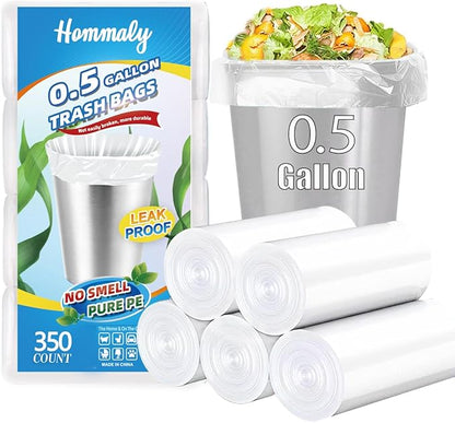 0.5 Gallon 350 pcs Mini Clear Trash Bags, Tiny Strong Garbage Bags, Small