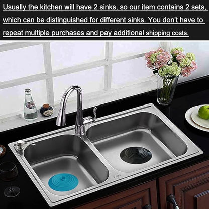 4PCS Kitchen Sink Strainer Stopper Kit, Universal Silicone Sink Drain Plug Cover