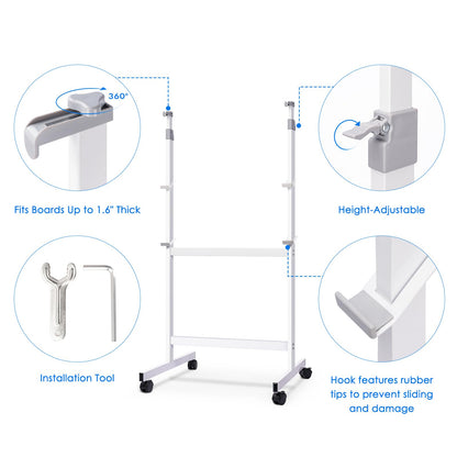 Maxtek Mobile Whiteboard Stand with Wheels, Height Adjustable No Drill Needed Dry Erase Board Easel Stand for Classroom, Office, Home & School, Whiteboard Stand Only