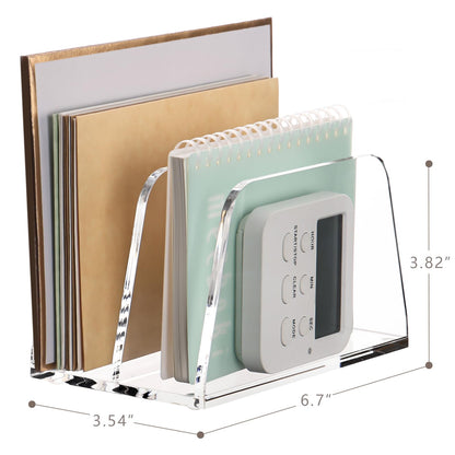 YUXUN Acrylic Mail Organizer for Desk, 2 Compartment Letter & Document Holder with Non-Slip Base, Small File Holders for Bills, Envelopes, Letters,Mails, Papers, Clear Office Supplies for School Home