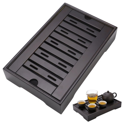 Drainage Tea Serving Tray for Gongfu Tea Set, Wooden Drainage Serving Board for Teapot Cups, Small 11.0 x 7.1 x 2.2 in Kung Fu Tabletop Tray, Compact Ceremony Accessories for Home Brewing
