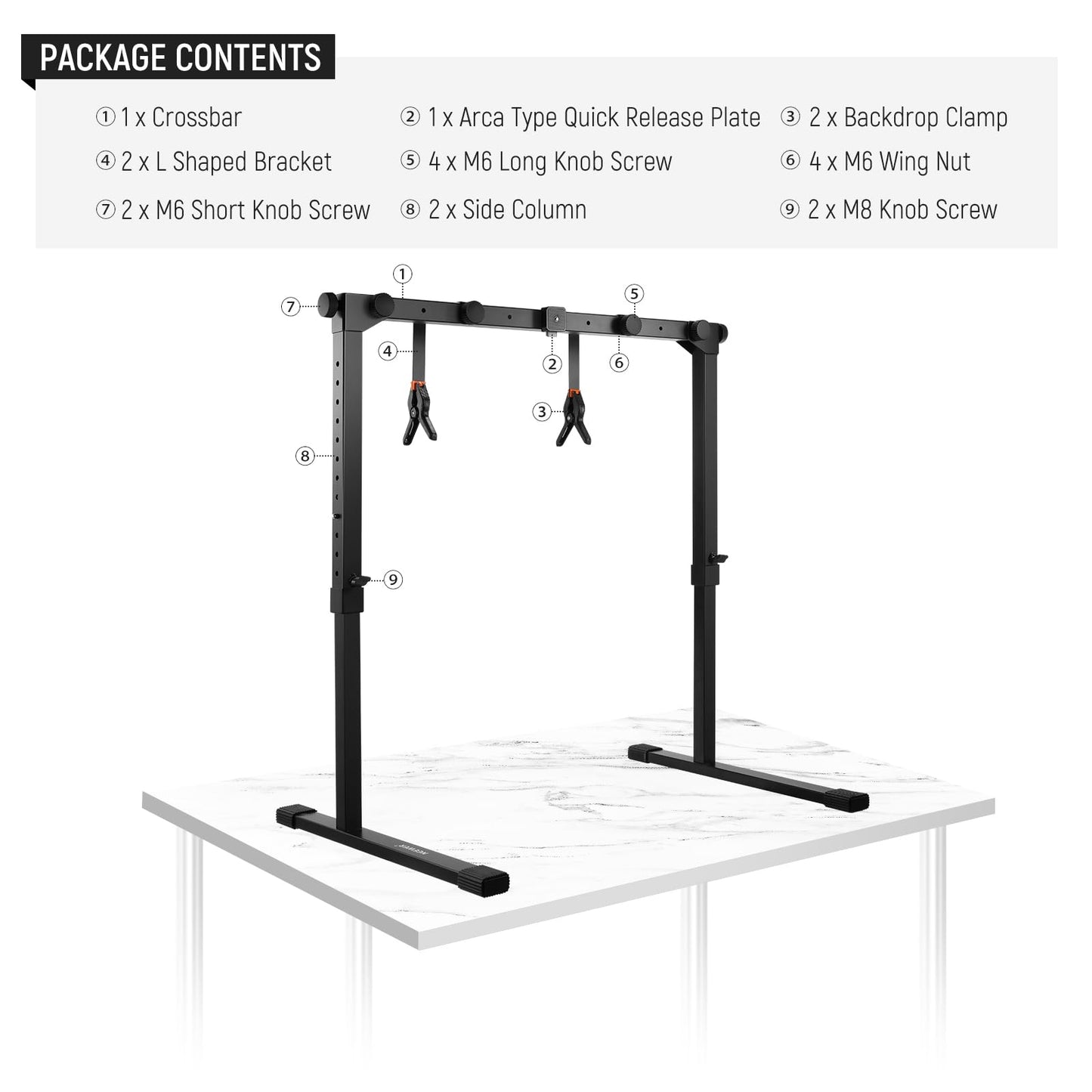 NEEWER Overhead Camera Mount Rig for Top Down Shot with 1s Quick Switch Lock Arca Type QR Plate, Heavy Duty Tabletop Multi Device Stand for Cooking Drawing Crafts Stream, Desk Width≥32"/80cm, ST200
