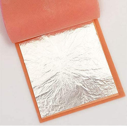 Pure Silver Leaf Foil Sheets 50pcs – 99.9% Real Silver Varakh 3×5 Inch for Art, Crafts, Food Decor, Nail art, and Home Décor