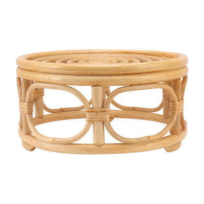 Round Plant Stand, Rattan Wicker Circle Pedestal Round Riser Plant Stand, Flower Pot Stands for Indoor Plants, Handmade Rattan Planter Stand for Home Kitchen Tabletop Decor (L)