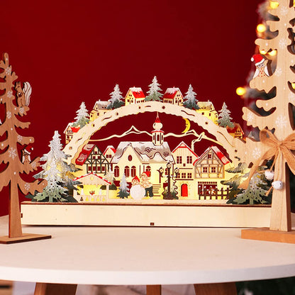 Stylebest Led,Christmas House Scene Wooden Christmas Village,Christmas Village Houses for Shopping Mall Window Decorations