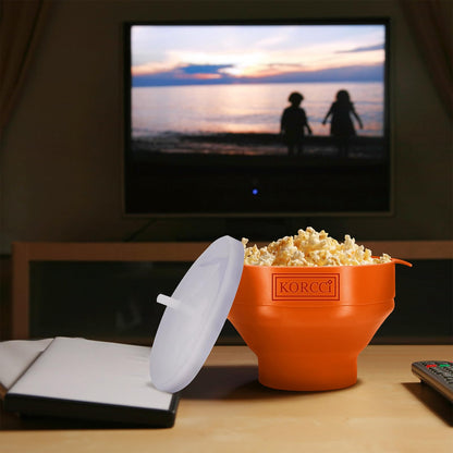 The Original Korcci Microwaveable Silicone Popcorn Popper, Microwave Popcorn Popper, Collapsible Microwave Popcorn Maker Bowl, No Oil Required, Use In Microwave, Dishwasher Safe (Blue)