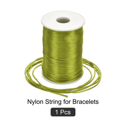 Rebower Nylon Satin Cord 2.5mm, 109 Yard Nylon String for Bracelet Braided Thread [for Jewelry Making Necklace Chinese Knot Craft] - Army Green