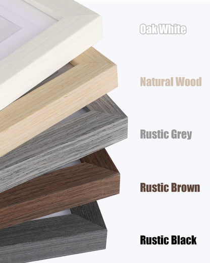 Egofine 8x10 Picture Frames Set of 4, Made of Solid Wood Covered by Plexiglass 4x6 and 5x7 with Mat or 8x10 without Mat, for Table Top Display and Wall Mounting Photo Frame Oak Wood