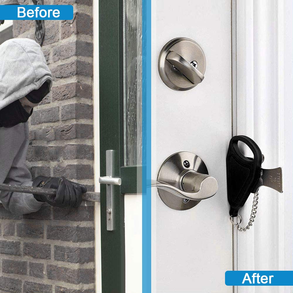 Portable Door Lock, Door Chains Security, Pack of 2 Travel Lock Security Lock, Home Door Additional Lock, Black and Red