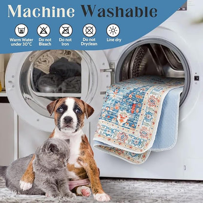 Washable Pee Pads for Dogs, 2 Pack Reusable Puppy Training Pads 48"x48" Super Absorbent Waterproof Dog Training Pads, Non-Slip Potty Pads, Whelping Pads Litter Mat Blue/Mix