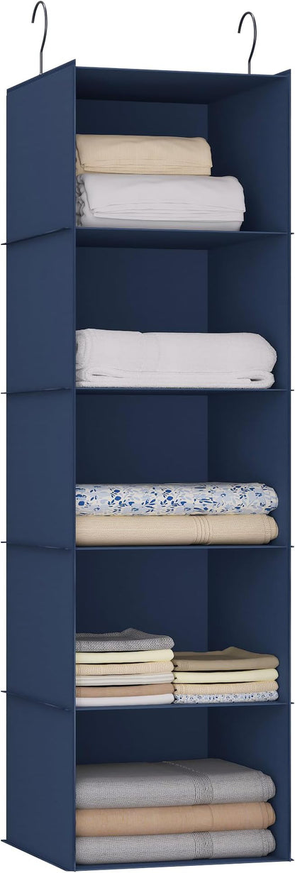 Hanging Closet Organizer and Storage 5-Shelf, Easy Mount Foldable Hanging