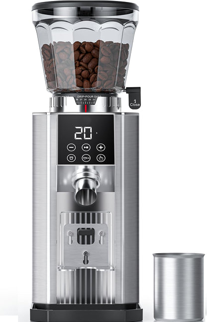 Burr Coffee Grinder with 45 Grind Settings, 40mm Conical Burr, Anti-Static Technology, Touchscreen Control, 300g Bean Hopper, Stainless Steel Body, for Espresso to French Press, Easy to Clean