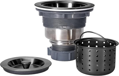 Kitchen Sink Drain 3-1/2 Inch Black Sink Drain Assembly Kit, Removable Deep