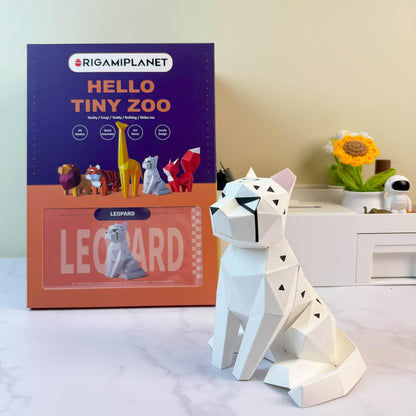 ORIGAMIPLANET Leopard 3D Origami Paper Craft Kit, Creative Handmade Paper Sculpture Art for Home Decor, Unique Pre-Cut DIY Cute Animal Models Origmai Papercraft Set, Present for Teens & Adults