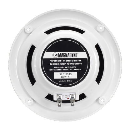 5-inch Water Resistant Outdoor Speakers, Dual Cone, 25W Peak Power, Marine and RV Compatible (White)