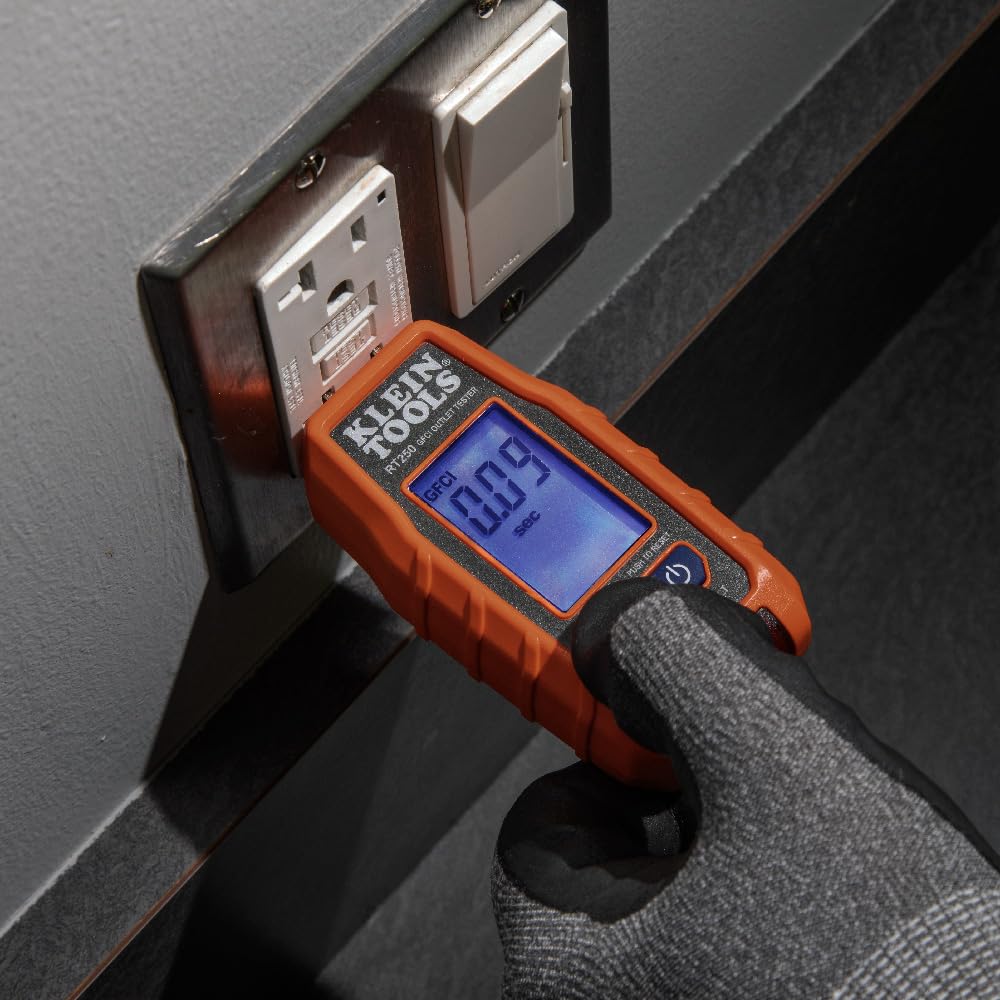 Klein Tools RT250 GFCI Outlet Tester with LCD Display, Electric Voltage Tester for Standard 3-Wire 120V Electrical Receptacles
