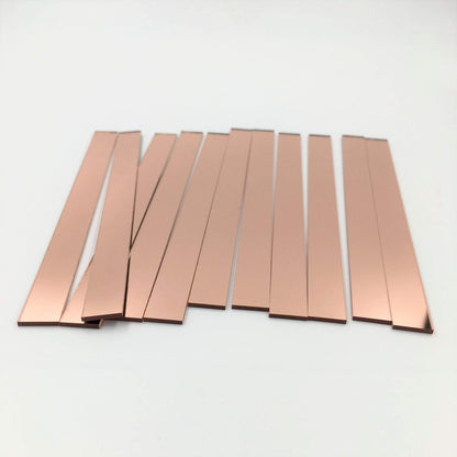 NUO RUI 3/8" x 5" Glass Mosaic Rectangles Rose Gold Mirror Mosaic Tiles (Pack of 50)