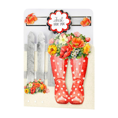 Katy Sue Pretty Petals Picket Fence Card Making Kit. Contains 8 Shaped Cards, 2 Sheets of Die Cut Decoupage, Foam Pads, 8 Envelopes & Instructions. for Card Making Supplies & Card Crafting