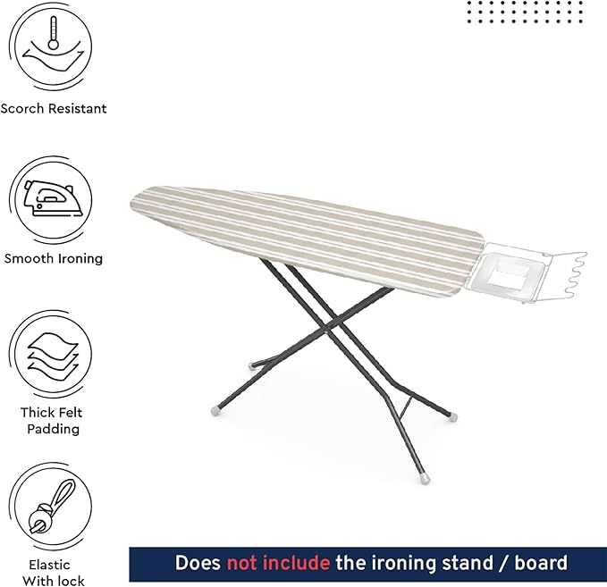 Encasa XO Ironing Board Cover and Pad 49"x18" - 4mm Felt Wide Iron Board Cover