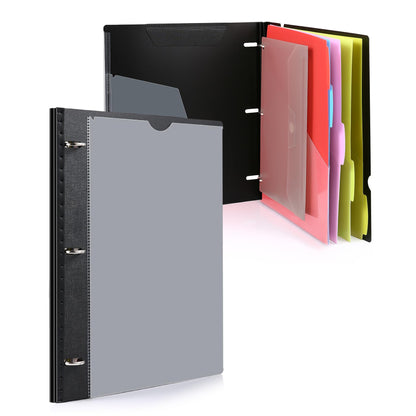 WOT I Telescoping Project Organizer, Refillable Binder with Dividers and Pockets, 13 Pocket Folders, 1 Inch 3 Ring Binder, Black