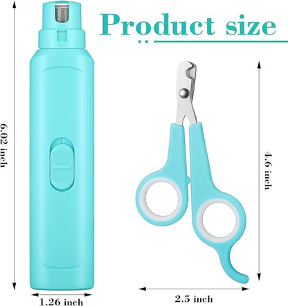 Lasnten 2 Pcs Bird Nail Grinder with Clipper Bird Nail Trimmer File Pet Grooming Tool for Parrot Budgerigars Parakeets Myna Conure Finches Lovebirds (Cyan Blue)