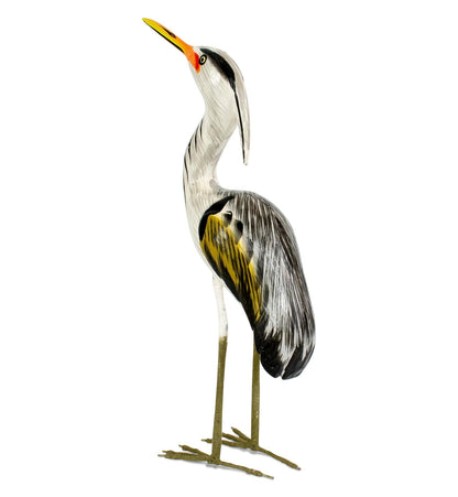 G6 Collection Hand Carved Great Blue Heron Sculpture – Wooden Coastal Bird Figurine, Elegant Wading Bird Decor – Great Blue Heron