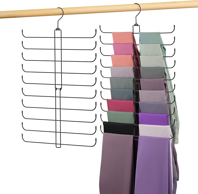 2 Pack Leggings Hangers for Closet, Metal Yoga Pant Legging Organizer Holds 40