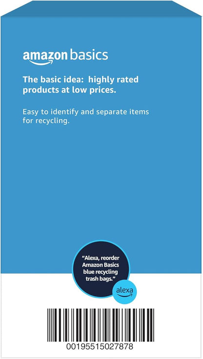 Amazon Basics Blue Recycling Drawstring Trash Bags, Tall Kitchen, 13 Gallon