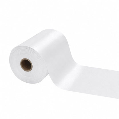 BVIEAKD Wide White Satin Ribbon 4 Inch x 50 Continuous Yards Solid Fabric Ribbon for Cutting Ceremony kit Grand Opening Wedding Birthday Party Decoration Bows Chair sash