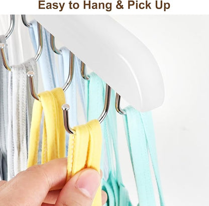 Bra Hanger for Closet, Tank Top Hanger 20 Hooks Capacity Foldable Wood Space