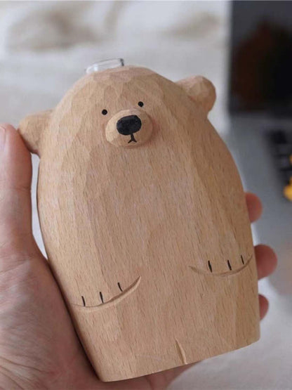 Eyepkildly Handmade Wooden Bear Vase, Solid Wood Bear Statue Vase，Modern Shelf Decor Accents，Cute Bear Decoration Vase,Decorative Solid Wood Handmade Vase，Worth Collecting. (Bear)