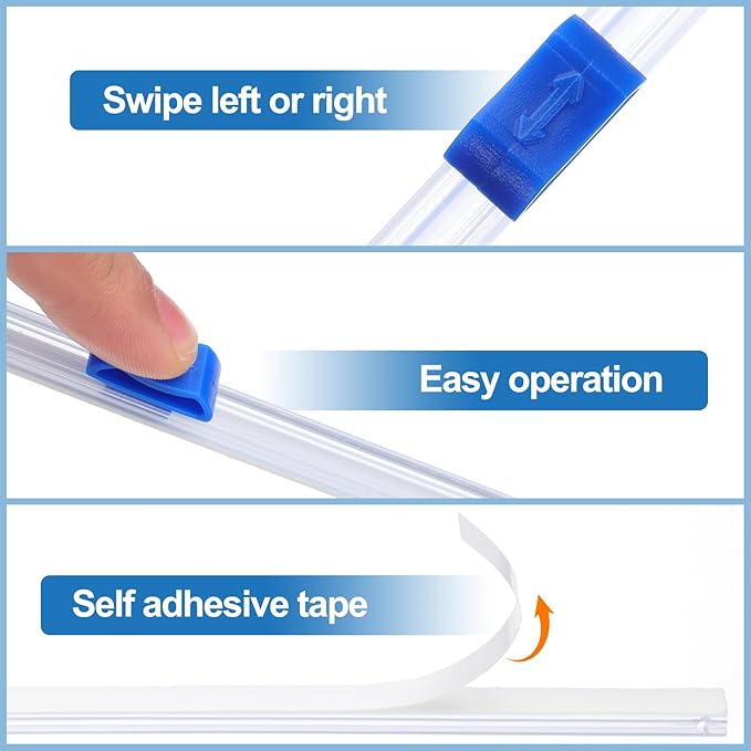 PATIKIL 8pcs Plastic Wrap Cutter, 12in Plastic Wrap Slide Cutter Self Adhesive Installation Replacement for Aluminum Foil Wax Paper Parchment Paper Wrap Dispenser, Blue
