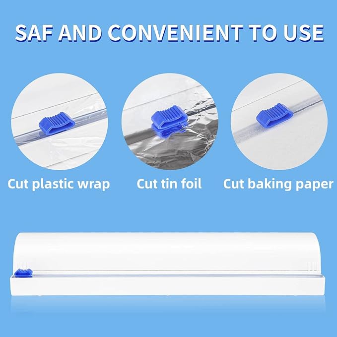 Refillable Plastic Wrap Dispenser with Slide Cutter, Fovanga cling wrap with slide cutter for 250ft Tin Aluminum Foil Dispenser