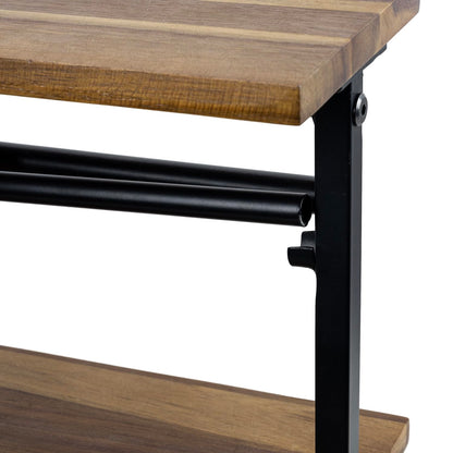 MyGift Premium Solid Acacia Wood Paper Towel Holder with Top Display Shelf and Matte Black Metal Frame, Freestanding Kitchen Countertop Disposable Roll Dispenser Storage Rack