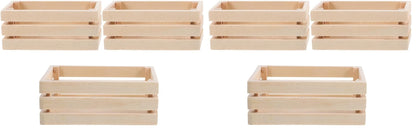 LOGOFUN 3pcs Dollhouse Mini Storage Basket Miniature Wooden Milk Crate 1/12 Tiny Fruit Baskets Model for Dollhouse Accessory - 1.2 * 0.9 & 1.9 * 1.6inch (Pack of 2)