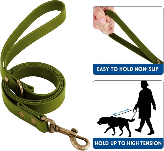 Wisedog Waterproof Dog Collar and Leash Set, XS, Green | Adjustable Puppy Collar, Cute Tag, 4FT Dog Leash, Includes Poop Bag, For Small Medium Large Dogs