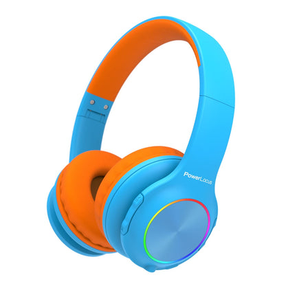 PowerLocus PLED Kids Bluetooth Headphones, Kids Wireless Headphones with LED Lights, 74/85/94dB Safe Volume, Micro SD, AUX Cable, Hi-Fi Stereo, Built-in Mic Over Ear Kid Headphone for Travel/Tablet/PC