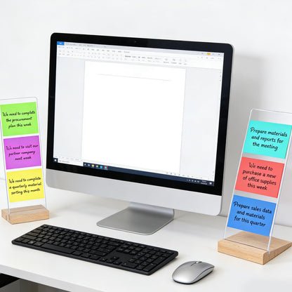 Rainmae 3PCS Monitor Memo Board Acrylic Detachable Sticky Note Holder for Computer Screen Clear Multifunction Portable Memo Message Board Holder Office Desk Accessories Desktop Organization