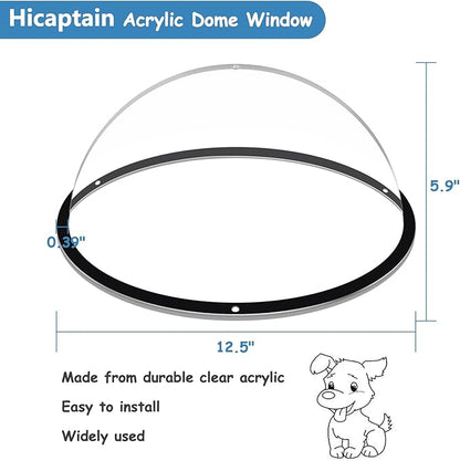 HiCaptain 2 Pack Dog Fence Window with Cleaning Cloth, Clear Acrylic Pet Dome Window, Pet Peek Window for Dog Fence to Relieves Stress, Reduced Barking, Easy Installation -12.5"(2 Pack)