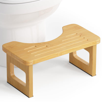 AmazerBath Bamboo Toilet Stool, Foldable Squat Potty Stool for Adults, Non-Slip Poop Stools for Bathroom, 0.59" Thickness Potty Step Stool, Poop Foot Pooping Steps, 6.8"