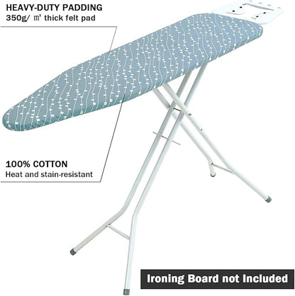 Ironing Board Cover and Pad Standard Size 15" x 54", 3 Pairs of Hook and Loop