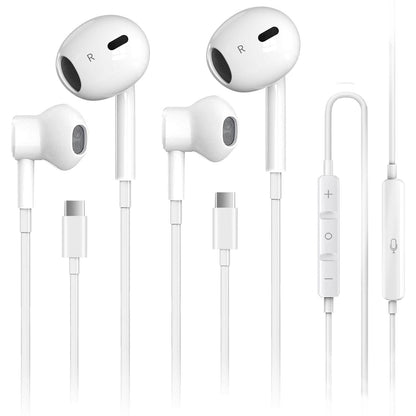 2 Pack USB C Headphones for iPhone 17, Type C Earbuds Wired Earbuds with Microphone & Remote Control Noise Cancelling Earphones, Compatible with iPhone 17 Pro Max, iPad Pro, Most USB C Jack Devices