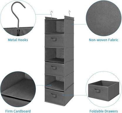 MAX Houser 6 Tier Shelf Hanging Closet Organizer, Closet Hanging Shelf