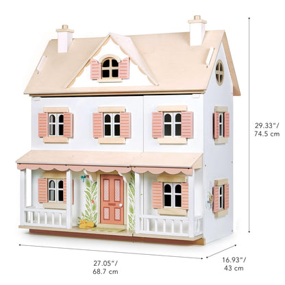 Tender Leaf Toys - Humming Bird House - 3 Story Large Wooden Colonial Style Doll House - Encourages Role-Play and Story Invention in Boys and Girls - Age 3+