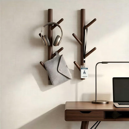 VAWNKUKN Tree-Shaped Wall Mounted Coat Rack (2-Pack) Vertical Hat Rack for Wall, Space-Saving Coat Rack Wall Mount for Entryway, Bedroom, Clothes Rack Wall Mount (Dark Brown)