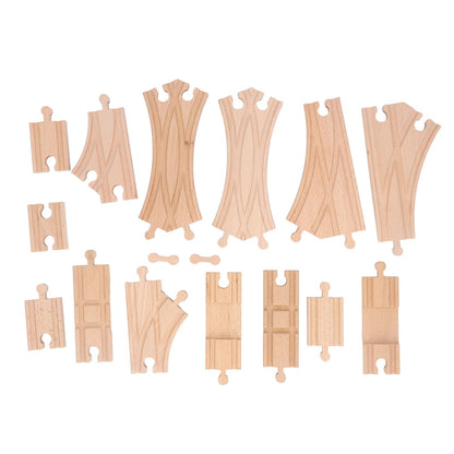 BROLEO Wooden Track Set, Educational Skill Development Wooden Track Expansion Pack Assembly Kit for Toddlers