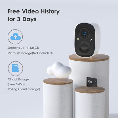 GMK Security Cameras Wireless Outdoor, 2K Color Night Vision AI Motion Detection 2-Way Talk Battery Powered 3MP WiFi Home Indoor Camera IP65 Waterproof Spotlight Siren Alarm Cloud/SD Storage 4-Pack